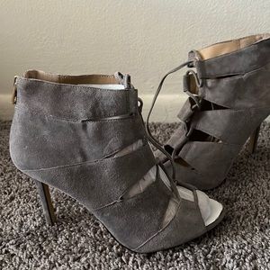 Ann Taylor gray suede heels